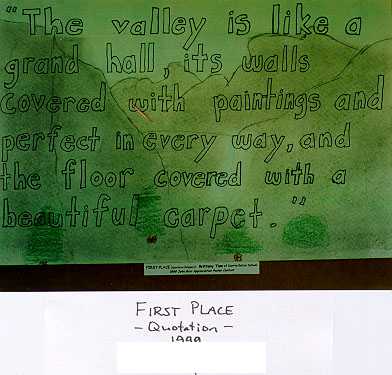 First Place Quotation Category John Muir Poster Contest 1999